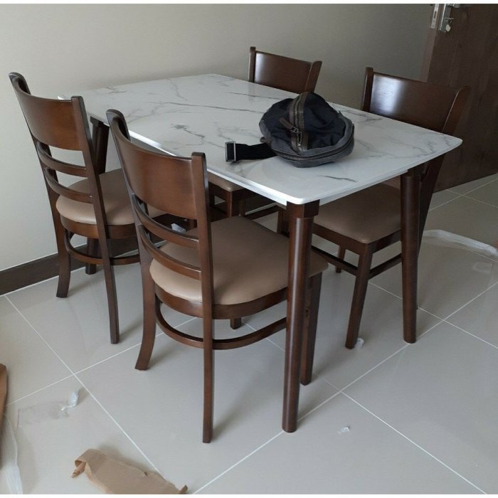 Bộ Bàn Ăn Cabin 4 Ghế Giả Đá Màu Nâu - BGA10