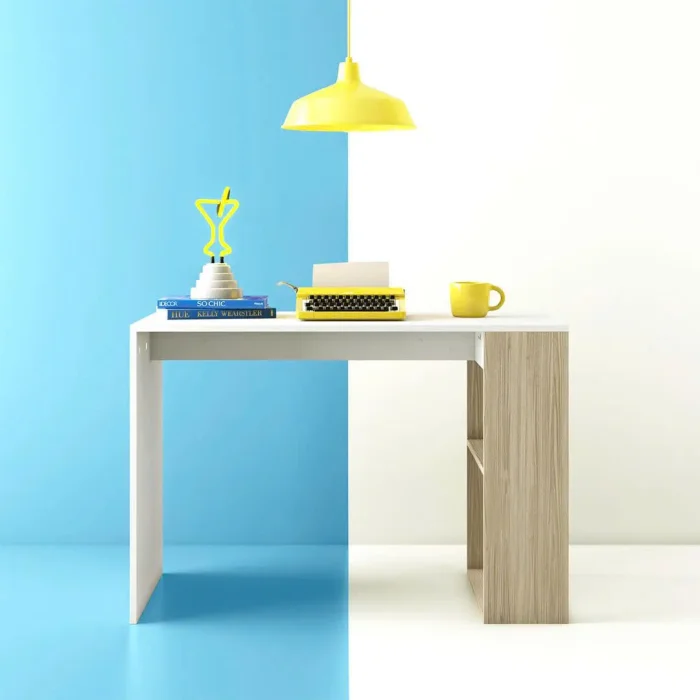 Bàn Làm Việc Gỗ Tối Giản Kèm Kệ Sách Hai Tầng - BG60