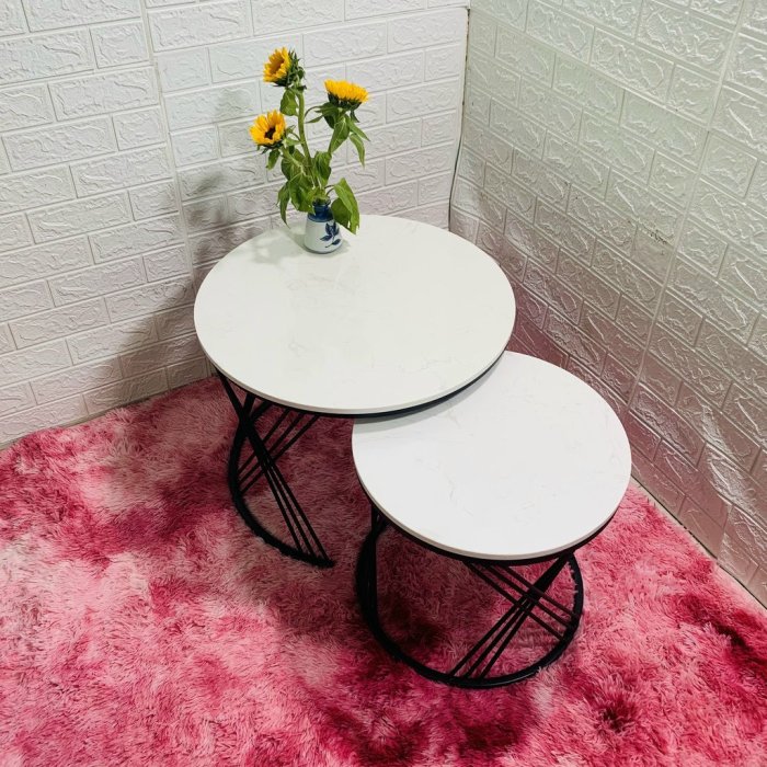 Bàn Trà Sofa Đôi Mặt Đá Chân X - BT10