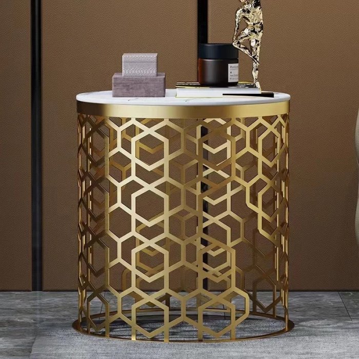 Bàn Trà Sofa Mặt Kính Chân Vàng - BT11
