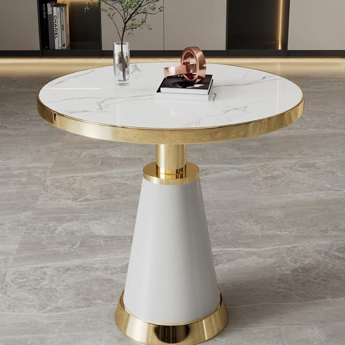 Bàn Trà Sofa Tròn Mặt Đá Chân Mạ Vàng - BT13