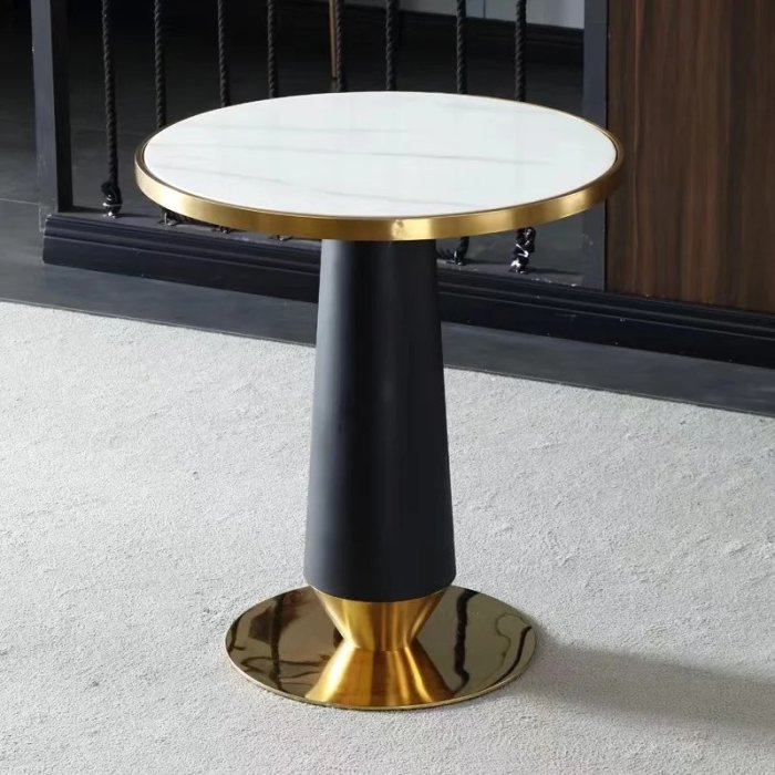 Bàn Trà Sofa Tròn Mặt Đá Chân Mạ Vàng - BT20