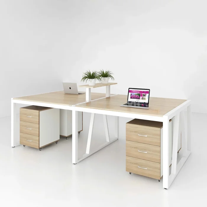Cụm Bàn Làm Việc 4 Người Chân Sắt Sơn Tĩnh Điện 2m4 - BC50