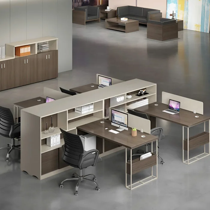 Cụm Bàn Làm Việc 4 Người Kết Hợp Kệ Lưu Trữ Trung Tâm - BC96