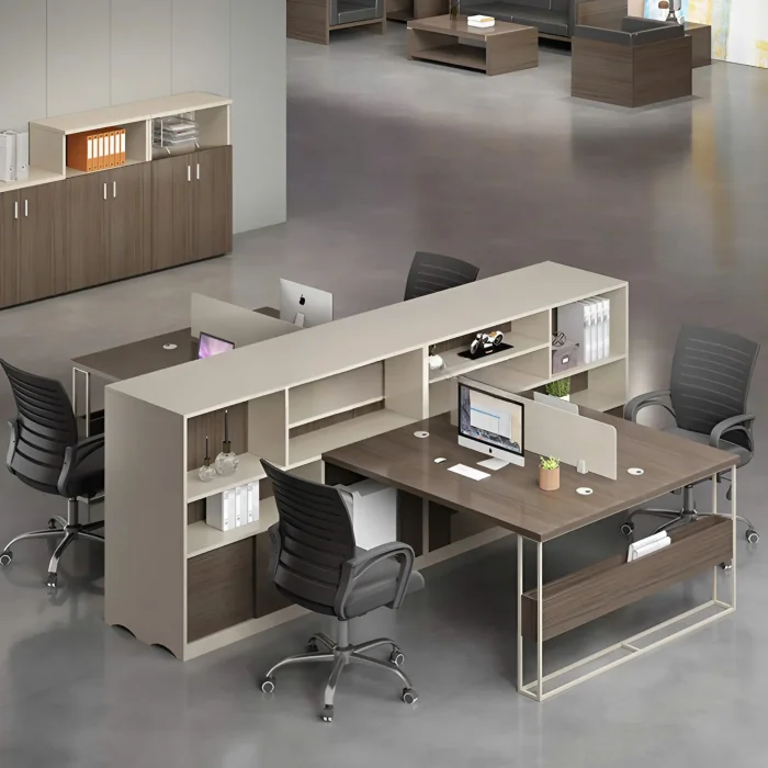 Cụm Bàn Làm Việc 4 Người Liền Kệ Tủ Lưu Trữ - BC103