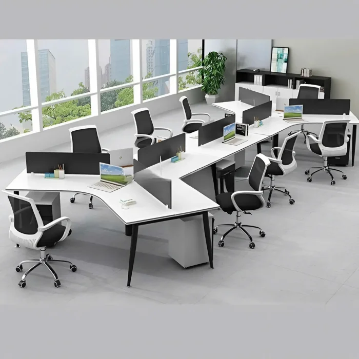 Cụm Bàn Làm Việc 8 Người Lượn Sóng Chân Côn - BC85