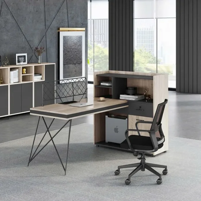 Cụm Bàn Làm Việc Chân Sắt Phối Kệ Sách Hiện Đại - BC119