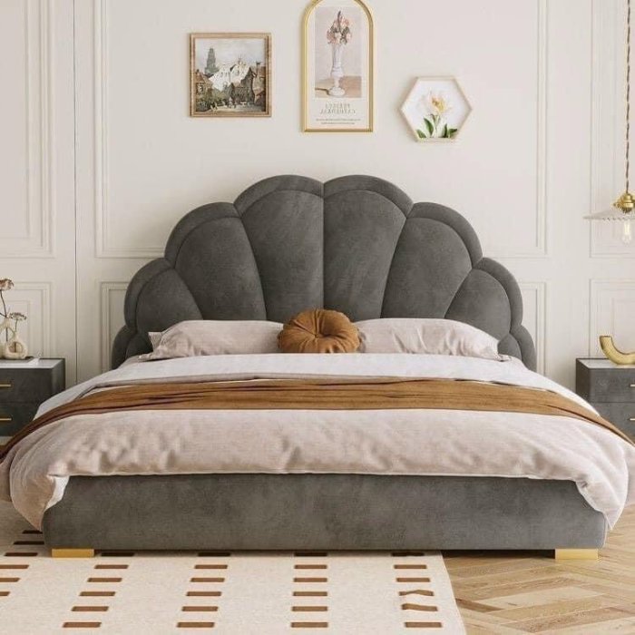 Giường Ngủ Bọc Nệm Thiết Kế Vỏ Sò - GN6