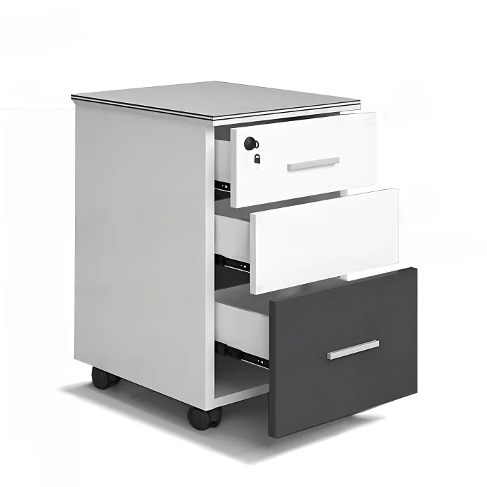 Hộc Tủ Di Động 3 Ngăn Trắng Pha Đen - TP40
