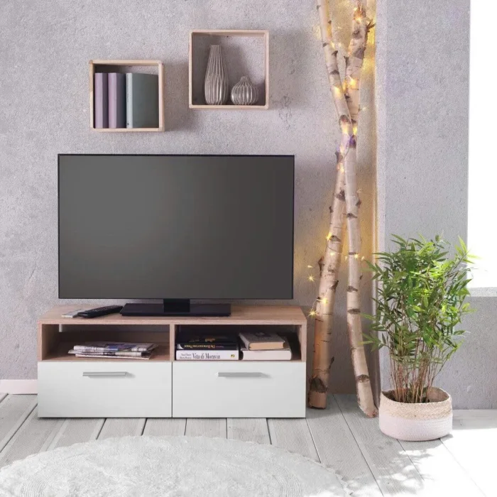 Kệ Tivi Dáng Trung Có Ngăn Kéo Và Kệ Mở Đôi - KTV31